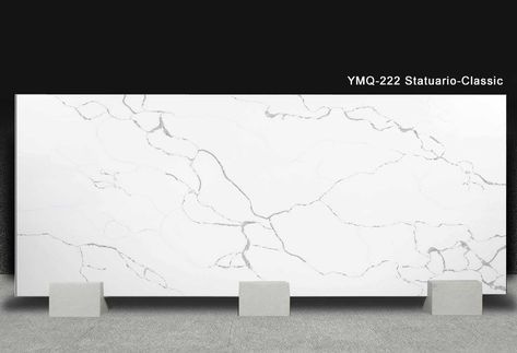 Statuario Classic Quartz Slabs (YMQ222) - quartz countertops - Yomi Stone Kitchen Countertops White, Statuario Quartz, Countertops Quartz, Kitchen Design Countertops, White Quartz Countertops, Kitchen Slab, Quartz Vanity, Waterfall Island, Quartz Vanity Tops