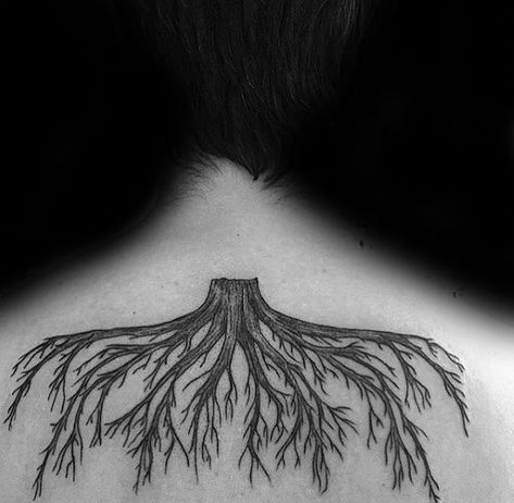 Root Tattoo, Tree Roots Tattoo, Small Mandala Tattoo, Rib Tattoos For Guys, Roots Tattoo, Upper Back Tattoos, Tattoo Back, Small Flower Tattoos, Tattoo Script