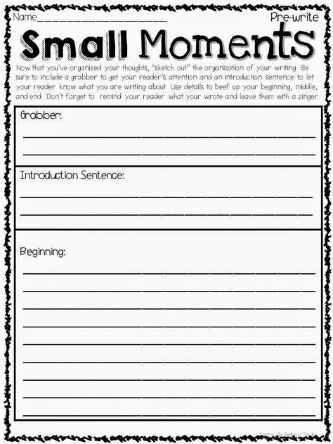 Small Moments post: narrative writing graphic organizer Small Moments Writing, Small Moment Writing, Bubble Map, Writing Graphic Organizers, Second Grade Writing, Personal Narrative Writing, Teach Writing, Third Grade Writing, Writing Folders