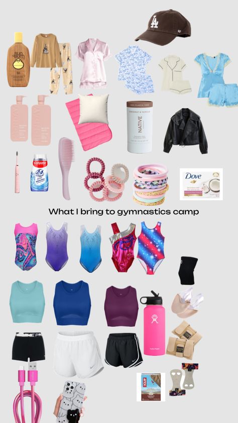 Sports Bag Essentials, How To Do Gymnastics, Cheer Practice Outfits, Gymnastics Camp, Dance Class Outfit, Gymnastics Bags, Gym Bag Essentials, Gymnastics Gym, Gymnastics Skills