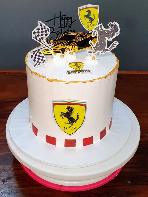 Cake For Car Lover, Ferrari Car Cake, Ferrari Birthday Cake, Ferrari Cake, Race Car Cakes, Cars Birthday Cake, Edible Printing, Beautiful Birthday Cakes, Car Cake