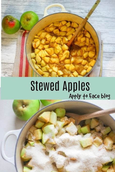 This recipe for Stewed Apples is comfort food in a big old saucepan. I make a vat of it and freeze it in batches to use for crumbles, pies, pancakes and pastries. It is just delicious and oh so versatile. #stewedapples #batchcooking #applytofaceblog #stewedfruit Stewed Apples Recipes, Stewed Apples Recipe, Easy Comfort Food Recipes, Stewed Apples, Apples Recipes, Recipes For Entertaining, Stewed Fruit, Apple Recipes Healthy, Apple Dishes