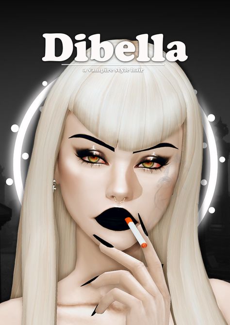 👻 DIBELLA - a vampire style hair 👻 | Lady Simmer on Patreon Sims 4 Mm Cc Goth, Sims Occult, Lady Simmer, Sims 4 Vampire Cc, Sims 4 Vampire, Sims 4 Cc Goth, Vampire Hair, Vampire Style, Los Sims 4 Mods