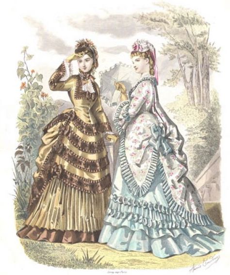 Free Victorian Art Designs: Fashion Plates from 1850-1899 Polonaise Dress, Bustle Dresses, 1880 Fashion, Steampunk Outfits, Steampunk Inspiration, 1850s Fashion, 1870s Fashion, Victorian Dresses, Antique Dresses