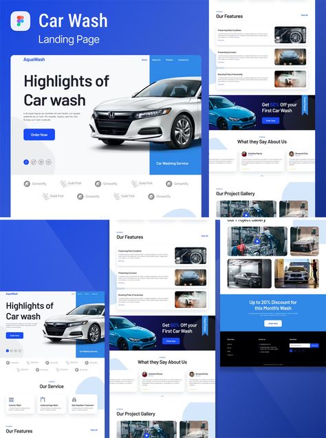 Car Wash Landing Page Figma Website Template Car Detailing Website Design, Car Wash Banner Design Ideas, Car Wash Website Design, Car Landing Page, Car Service Website Design, Car Wash Branding, Car Spray Paint, Painting Website, Mobile Car Wash