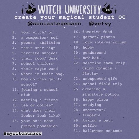 July Art Challenge, Witch Oc Character Inspiration, Witch Prompt, Drawing Prompt List, Comic Challenge, Sketchbook Prompts, 30 Day Art Challenge, Art Journal Challenge, Drawing Challenges