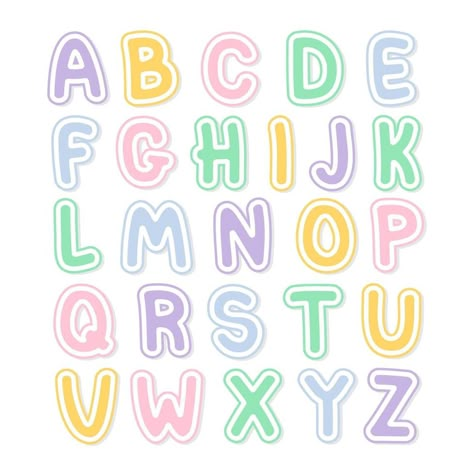 Cute Alphabet Letters, Bubble Letter Fonts, Font Bubble, Cute Alphabet, Hand Lettering Fonts, Lettering Alphabet Fonts, Graphic Design Fonts, Bubble Letters, Cute Fonts