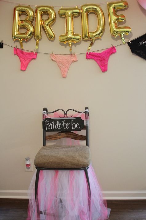 Lingerie Shower decorations. Kate Spade inspired. #LingerieShower #WeddingShower #Wedding #KateSpade Lingerie Shower Decorations, Bachelorette Lingerie Party, Bridal Shower Chair, Bridal Lingerie Shower, Lingerie Bachelorette, Panty Party, Bride Shower, Bridal Bachelorette Party, Bachelorette Decorations