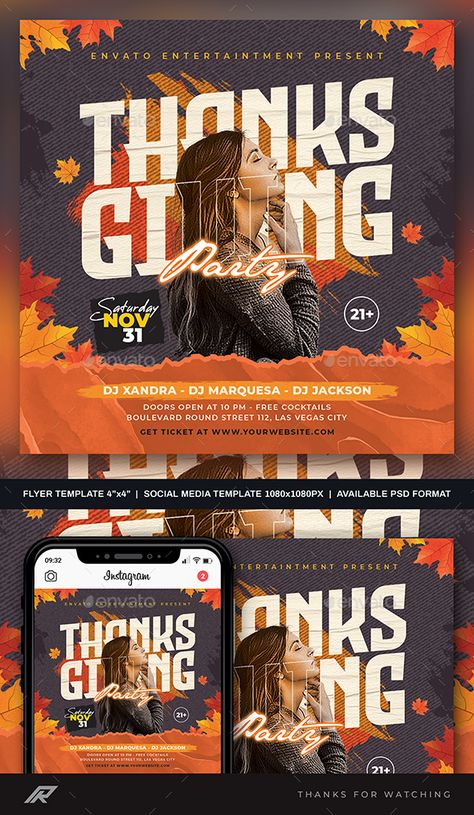 Thanksgiving Flyer Design, Thanksgiving Flyer, Thanksgiving Poster, Fashion Poster Design, Graphic Design Cards, Church Poster Design, Graphic Design Ads, Flyer And Poster Design, Creative Flyers