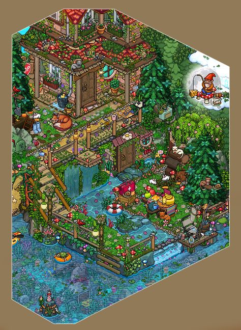 Fantasy Lake, Habbo Hotel, Rustic Lake Houses, Lake House Interior, Landscape Sketch, Minecraft Decorations, Isometric Art, Pixel Art Games, Tiny World