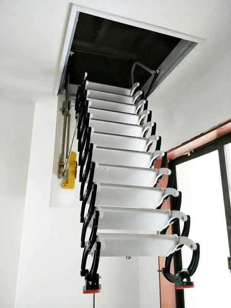 10x Ladders Pack, Foldable Stair with Handrail for Small Apartment / Made of Oak Wood| | - AliExpress Stairs Attic, Foldable Stairs, Wall Ladders, Retractable Stairs, Loft Ceiling, Folding Stairs, Wall Ladder, Ladder Stairs, Types Of Stairs