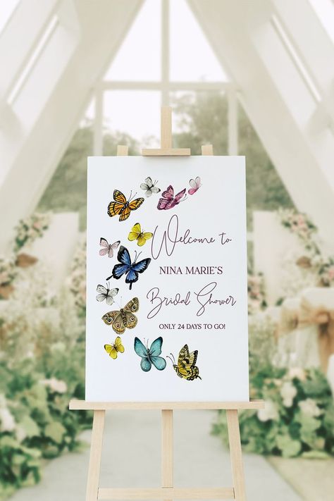 Butterfly Welcome Sign, Butterfly Wedding, Bridal Shower Welcome Sign, Shower Welcome Sign, Butterfly Theme, Bridal Shower Signs, Butterfly Watercolor, Wedding Welcome Signs, Wedding Bar