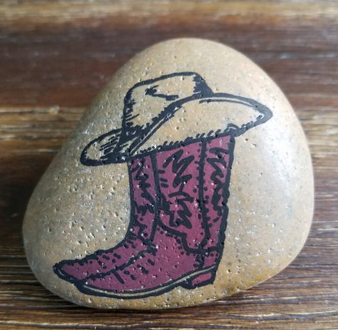 Country Rock Painting Ideas, Farm Rock Painting, Western Painted Rocks, Western Rock Painting Ideas, Field Paint, Painted Rock Animals, Cowboy Theme, Vbs Crafts, Kid Rock