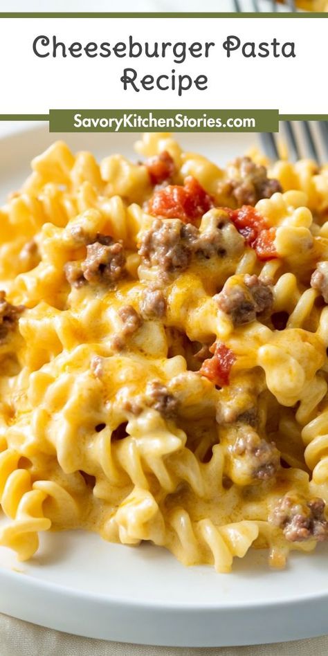 Satisfy your cravings with this mouthwatering Cheeseburger Pasta Recipe! Packed with flavors of juicy ground beef, melted cheese, and pasta, this dish is a hearty twist on traditional cheeseburgers. Perfect for busy nights, it’s a family favorite that showcases the best of ground beef recipes. Enjoy every bite! Easy Cheeseburger Pasta, Quick Family Dinners, Classic Burger, Cheeseburger Pasta, Savory Recipe, Favorite Pasta Recipes, Delicious Family Meals, Easy Pasta Dishes, Beef Pasta