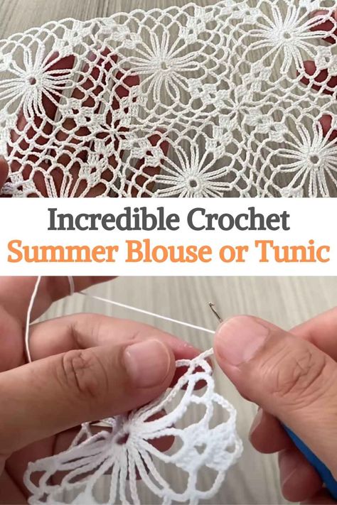 Flowy Crochet Top Pattern, Crochet Flower Cover Up, Quick Summer Crochet Projects, Crochet Thread Top, Summer Crochet Stitches, Knit Blouse Pattern Free, Crochet Floral Pattern, Crochet Summer Cover Up, Delicate Crochet Patterns