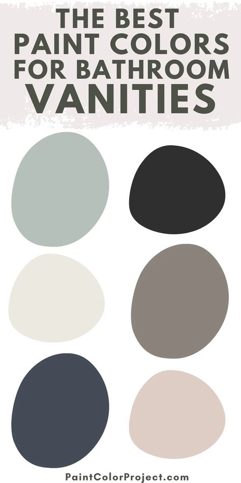 The 28 best bathroom vanity colors - The Paint Color Project Best Paint Color For Spa Bathroom, Bathrooms Colors Schemes, Trendy Bathroom Vanity Colors, Painted Vanity Bathroom Ideas, Master Bath Vanity Paint Colors, Cabinet Color Bathroom, Slate Bathroom Vanity, Guest Bathroom Painted Vanity, Painting Bathroom Vanity Ideas