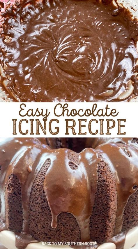 Chocolate Cake Glaze, Easy Chocolate Icing, Easy Chocolate Icing Recipe, Homemade Chocolate Icing, Chocolate Icing Recipe, Icing Recipe For Cake, Glazed Icing Recipe, Easy Icing Recipe, Chocolate Cake Icing