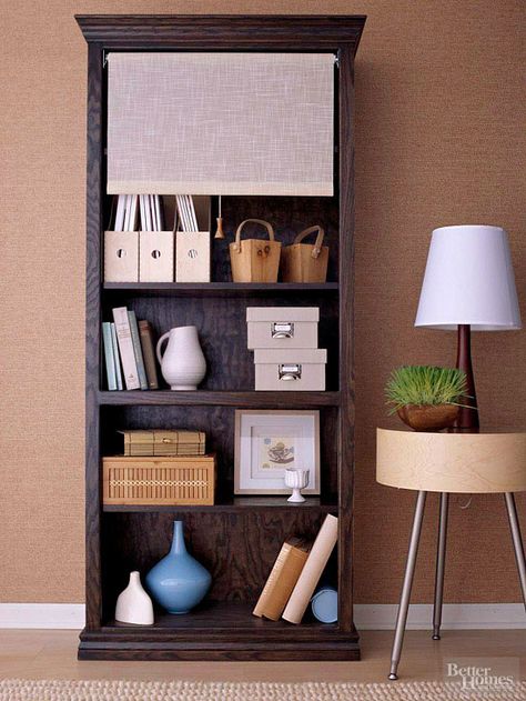 17 Clever Ways to Hide Clutter in Your Home Bookcase Makeover, Mudroom Organization, Bookcase Diy, White Bookshelves, Organized Storage, Wood House, Bookshelves Diy, Gel Stain, Furniture Hacks