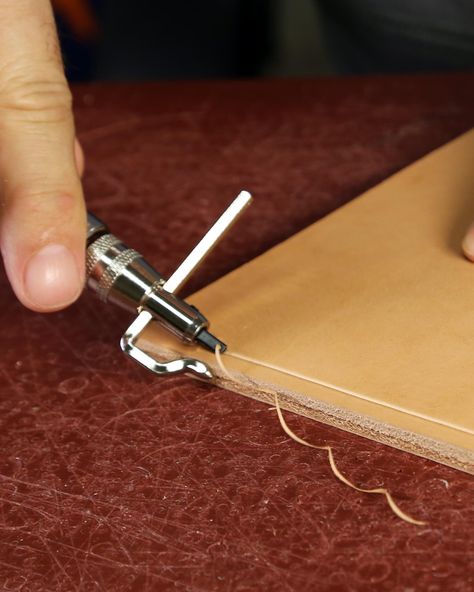 Using A Leather Stitching Groover Sew Leather By Hand, Diy Leather Working, Leather Bag Tutorial, Leather Tutorial, Rubber Cement, Mr Brown, Leather Working Patterns, Leather Working Tools, Diy Leather Projects