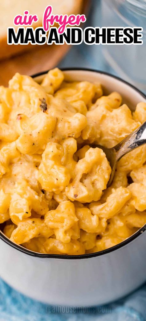 Air Fryer Mac and Cheese is an easy weeknight meal that is a homemade comfort dish full of big cheesy flavors that kids and adults both love! #Realhousemoms #airfryer #macandcheese #cheese #sidedish #comfortfood #backtoschool Air Fryer Mac And Cheese, Fried Macaroni And Cheese, Mac And Cheese Recipe Soul Food, Classic Mac And Cheese, Cheese Course, Creamy Mac And Cheese, Air Fry Recipes, Comfort Dishes, Warm Food