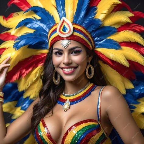 Premium AI Image | There is something special and unique about a beautiful Colombian woman in a carnival costume Perha Colombian Woman, Colombian Women, Carnival Costume, Leg Tattoo, Carnival Costumes, Leg Tattoos, Premium Photo, 1 Million, Something Special