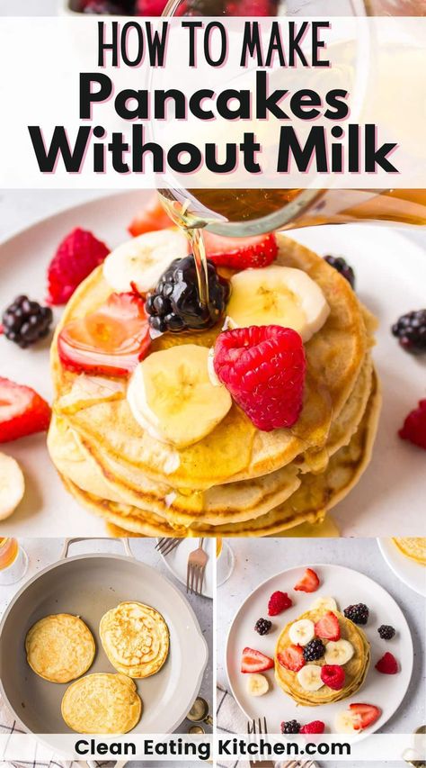 Whether you’ve run out of milk or you’re on a dairy-free diet, you’ll love this fluffy Pancake Recipe made without milk. I’ve also included gluten-free and dairy-free options so you can adapt it to your dietary needs. Pancakes With No Milk, Coconut Milk Pancakes, Fluffy Pancake Recipe, Homemade Pancake Recipe, Fruit Juice Recipes, Sweet Potato And Apple, Perfect Pancakes, Clean Eating Breakfast, Dairy Free Diet