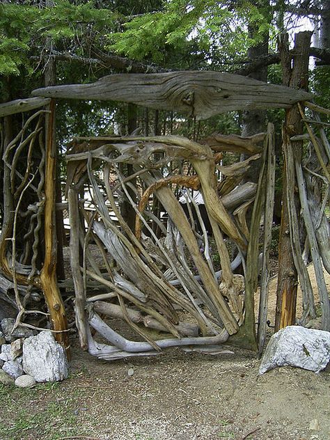 Driftwood Gate  by Vincent C. Richel, via Flickr Driftwood Gate, Driftwood Fence, Repurposed Fence, Driftwood Garden, Rustic Garden Fence, Doberman Breed, Wood Gates, Gabion Fence, Diy Garden Fence