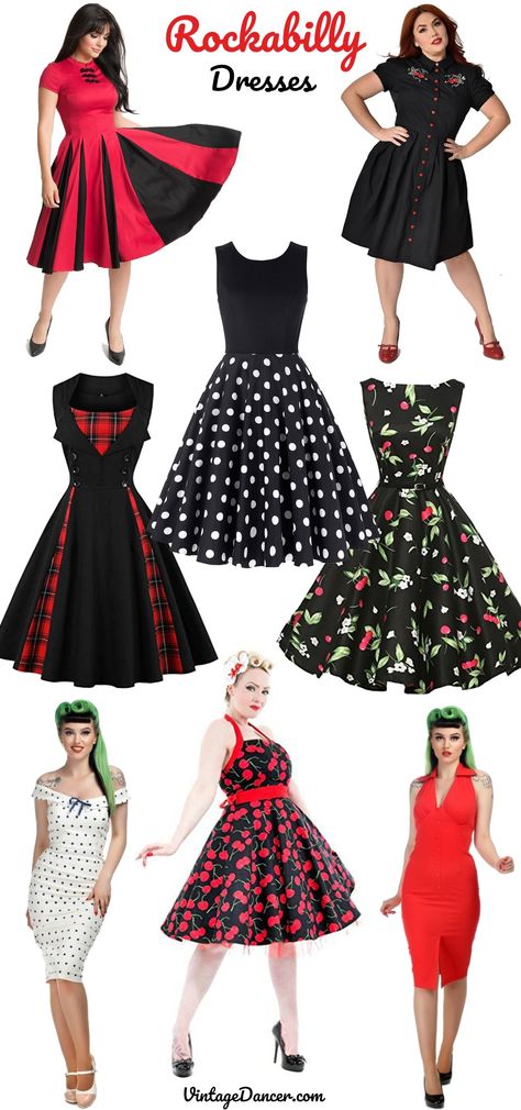 Rockabilly Dresses 50s, Rockabilly Looks For Women, Rockabilly Style Women, Retro Stage Outfits, Pinup Outfits Ideas Rockabilly, Rockabilly Dress Pattern Free, Pin Up Girl Outfits, Pinup Outfits Ideas, 50s Pinup Outfits