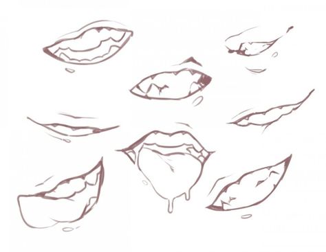 Teeth Drawing, Drawing Face Expressions, Lip Drawing, Mouth Drawing, 얼굴 그리기, Lips Drawing, Drawing Expressions, Anime Drawings Tutorials, Anatomy Art