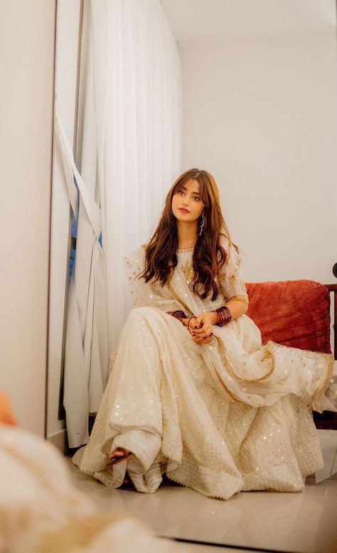 Sajal Ali In White Dress, Insta Note, Sajal Aly, Ali Dress, Pakistani Women Dresses, Velvet Dress Designs, Sajal Ali, Pakistani Wedding Outfits, Desi Fashion Casual