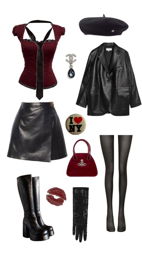 Outfit Shuffles, Rock Star Outfit, Vampire Clothes, Capsule Wardrobe Casual, Downtown Outfits, Romantic Outfit, Gothic Outfits, Kpop Fashion Outfits, Fashion Design Clothes