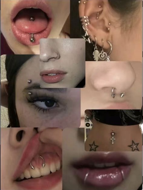 Piercings Aesthetic Nose, Pretty Piercings Face, Cute Face Piercings, Face Piercing Ideas, Piercing Inspo Face, Grunge Piercings, Dream Piercings, Pretty Piercings, Piercing Chart