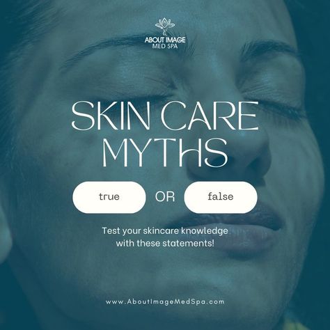 Let’s debunk some common skincare myths together! Think you know everything about taking care of your skin? It’s time to put that knowledge to the test. True or false: Do you really need to exfoliate every day? Is sunscreen only necessary on sunny days? Can you skip the moisturizer if you have oily skin? Tell us in the comments. Skin Care Myths, Skincare Myths, True Or False, Skin Care Spa, Med Spa, Do You Really, Skin Tips, Radiant Skin, Take Care Of Yourself