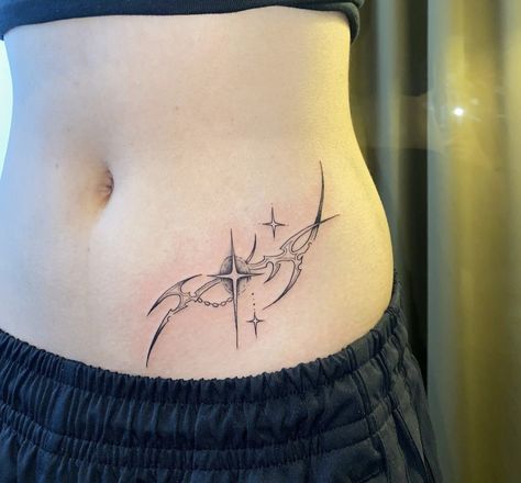 Cyberciligism Tattoo, Pelvic Tattoos, Blitz Tattoo, Lower Stomach Tattoos, Waist Tattoos, Belly Tattoos, Sigil Tattoo, Stomach Tattoos, Discreet Tattoos