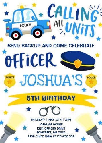 Create your own Invitation | Zazzle Policeman Party, Police Officer Party, Police Themed Birthday Party, Officer Party, Cop Party, Police Birthday Invitations, Police Officer Birthday, Police Invitation, Police Birthday Party