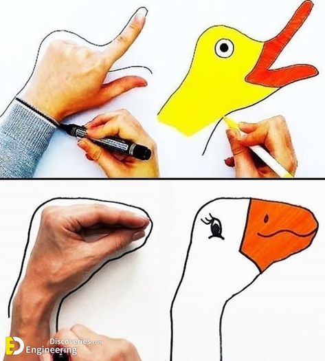 Easy Drawing Tricks For Kids With Your Hands - Engineering Discoveries Drawing Tricks For Kids, Drawing Tricks, Hand Art Kids, Animal Art Projects, Architectural Engineering, Hand Crafts For Kids, Drawing Activities, Art And Craft Videos, Kids Class