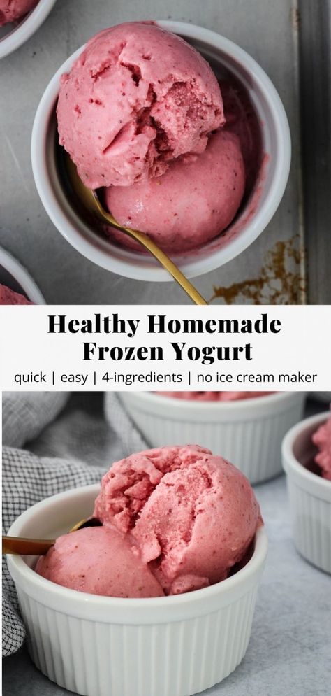 Homemade Frozen Yogurt Recipes, Yogurt Recipes Healthy, Healthy Frozen Yogurt, Homemade Frozen Yogurt, Strawberry Frozen Yogurt, Frozen Greek Yogurt, Frozen Yogurt Recipes, Frozen Yogurt Shop, Yogurt Ice Cream