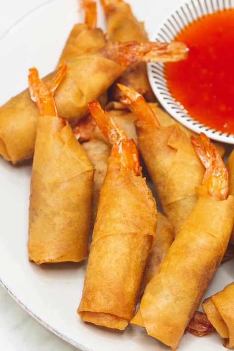 Shrimp Lumpia Recipe - Recipes by Nora Shrimp Lumpia Recipe, Shrimp Lumpia, Easy Lumpia Recipe, Lumpia Recipe Filipino, Bangus Recipe, Fried Whole Fish, Dinner Crepes, Phillipino Food, Shanghai Food