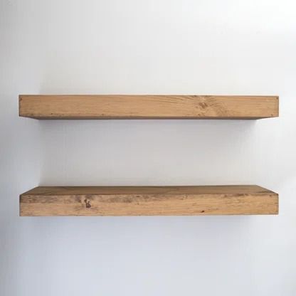 Millwood Pines | Wayfair Thick Floating Shelves, How To Make Floating Shelves, Modern Floating Shelves, White Eagle, Floating Shelf Brackets, Bookshelf Ideas, Kitchen 2024, Basement Living Rooms, Wooden Floating Shelves