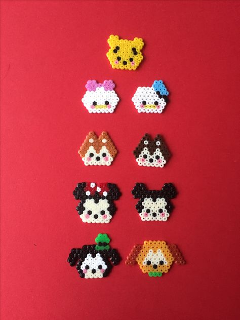 Hama mini Beads, Disney tsum tsum #disney Mini Beads Ideas, Pikachu Hama Beads, Disney Beads, Tsum Tsum Disney, Hama Beads Disney, Hama Disney, Mini Hama Beads, Hama Mini, Melty Bead Patterns