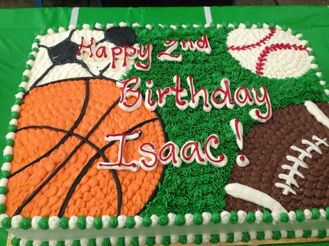 Sports theme cake! Sports Birthday Cakes, Sports Cake, Sports Themed Cakes, Birthday Sheet Cakes, Sports Theme Birthday, Birthday Cake Pictures, Sports Birthday Party, Sport Cakes, Sports Birthday