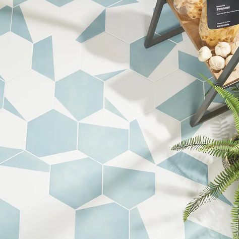 Artmore Tile Modern Hex Pop Turquoise 7.79 in. x 8.98 in. Matte Porcelain Floor and Wall Tile (16 Pieces 6.03 Sq. Ft. per Case) in the Tile department at Lowes.com Porcelain Hexagon Tile, Cleaning Tile Floors, Matte Porcelain Tile, Matte Tile, Ivy Hill Tile, Porcelain Floor, Hexagon Tiles, Accent Tile, Commercial Flooring