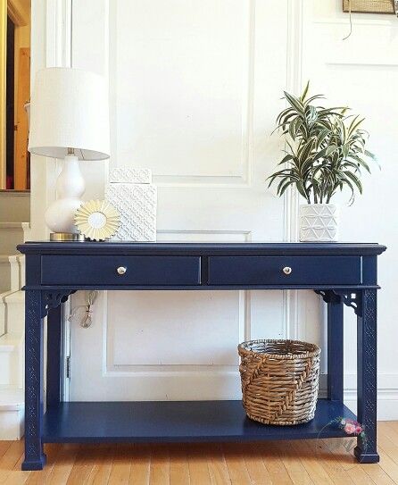 Navy Blue Console Table, Navy Entry Table, Navy Console Table, Blue Console Table Entryway, Blue Entryway Table, Blue Entry Table, Obgyn Clinic, Manly House, Blue Console Table