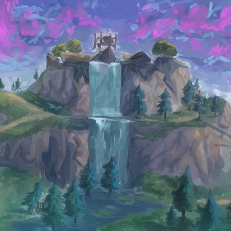 fortnite inspired digital art by @racckart Fortnite Painting Canvas, Fortnite Painting, Fortnite Aesthetic, House Paintings, Souls Art, Dark Souls Art, Landscape Drawings, Soul Art, Mountain Paintings