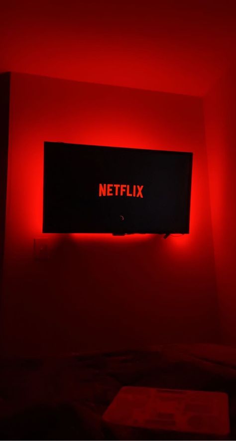 Bedroom Red Led Lights, Red Led Lights Bedroom, Red Led Aesthetic, Red Led Lights Aesthetic, Red Led Lights Bedroom Aesthetic, Neon Bedroom Aesthetic, Red Lights Bedroom, Lights Behind Tv, Dark Room Aesthetic