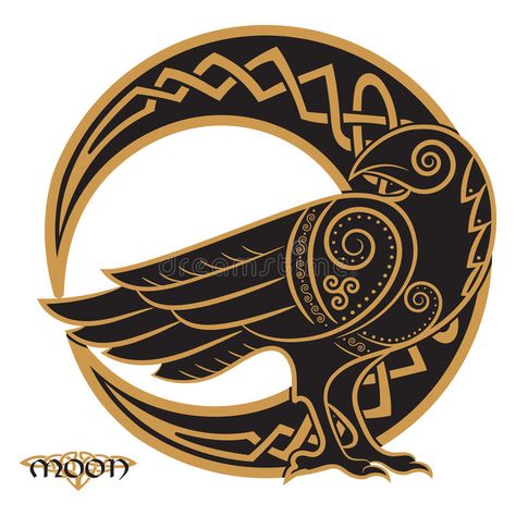 Celtic Raven, Art Viking, Celtic Moon, Odin's Ravens, Nordic Tattoo, Raven Tattoo, Raven Art, Celtic Patterns, Celtic Tattoos