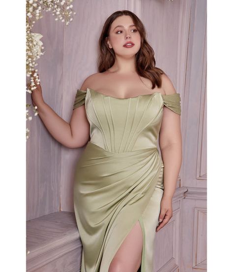 Satin Pleated Skirt, Corset Boning, Cinderella Divine, Dress With Corset, Skirt Details, Look Plus Size, Plus Size Corset, Sheath Skirt, Corset Dress Prom