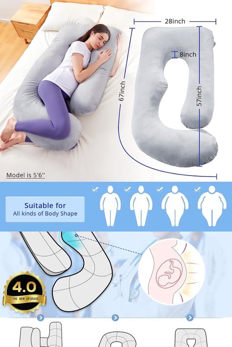 Upgraded U Shaped Pregnancy Pillow】Combining the pros of traditional pregnancy pillows, the SASTTIE 4.0 U-shaped maternity pillow is definitely a comforting and supportive sleep helper as your belly gets bigger. The ergonomically designed shape could fit your body perfectly and provide firm support for your sore shoulders, numb arms, growing belly, tight back, as well as swollen feet. Pillows For Pregnant Women, Diy Pregnancy Pillow, Pregnancy Pillow Pattern, Pregnant Pillow, Maternity Diy, Diy Felt Animals, Pregnancy Body Pillow, Wooden Wardrobe Design, Maternity Pillow