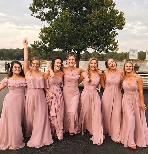 Dusty Pink Bridesmaid Dresses, Bridesmaid Dresses Chiffon, Chiffon Party Dress, Pink Bridesmaid Dress, Pink Bridesmaid Dresses, Dresses Chiffon, Desert Rose, Chiffon Bridesmaid, Wedding Bridesmaid Dresses