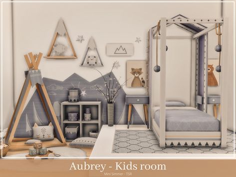 Mini Simmer's Aubrey Kids room Sims 4 Cc Furniture Living Rooms, Sims 4 Beds, Lotes The Sims 4, Sims Baby, Sims 4 Bedroom, Sims 4 Children, Sims 4 House Design, Casas The Sims 4, Sims 4 Gameplay